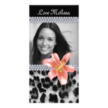 Graduation Leopard Photo Lily Flower Sweet 16 Photo Cards