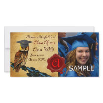 GRADUATION OWL PARCHMENT AND RED WAX SEAL MONOGRAM