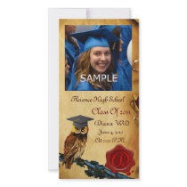 GRADUATION OWL RED BROWN WAX SEAL MONOGRAM
