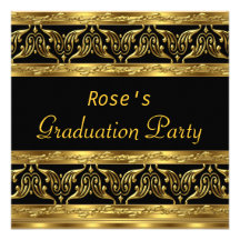 Graduation Party Gifts Gold Black Personalized Invitation