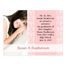Graduation Postcard, Pretty Pink and White