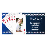 Graduation Thank You Photo Card Poker Diamond Blue