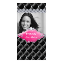 Graduation Tufted Satin Jewellery Sweet 16 Pink Photo Greeting Card