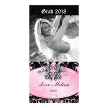 Graduation Zebra Bow Photo Card Sweet 16