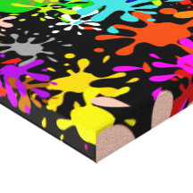 Graffiti Multi Paint Splatter Wallpaper Design Stretched Canvas Print