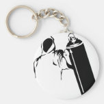 Graffiti writer with spray can stencil keychains
