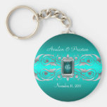 Grand Duchess Silver Monogram Teal Keychain