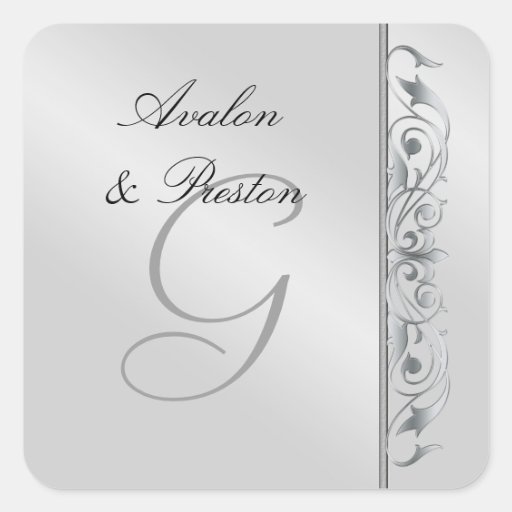 Grand Duchess Silver Scroll Monogram Sticker