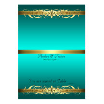 Grand Duchess Teal & Gold Scroll Table Placecard Business Card