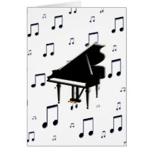 Grand Piano and Music Notes Card
