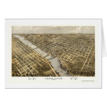 Grand Rapids, MI Panoramic Map - 1868 Greeting Card