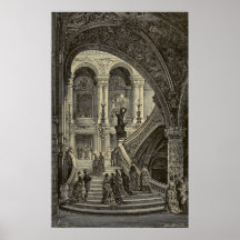 Grand stair case Paris Opera House 1877 Print