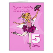 Granddaughter ballerina birthday pink age card