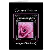 GRANDDAUGHTER Wedding Congratulations - Pink Rose Greeting Card