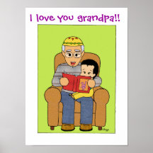 Grandfather and grandson poster