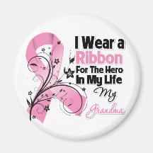 Grandma Hero in My Life Breast Cancer Fridge Magnets