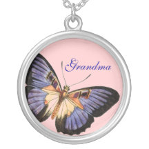 Grandma, Purple and Lavender Butterfly Necklace