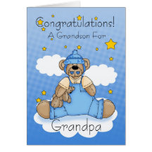 Grandpa New Baby Boy Congratulations Greeting Cards