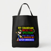 Grandson Rocks The Spectrum Autism Canvas Bags