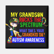 Grandson Rocks The Spectrum Autism Fridge Magnet