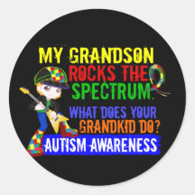 Grandson Rocks The Spectrum Autism Round Sticker
