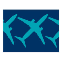 Graphic Aeroplane in Blue Post Card