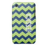 Graphic chevron pattern blue green your name iPhone 3 cases