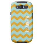 Graphic chevron pattern yellow teal your name