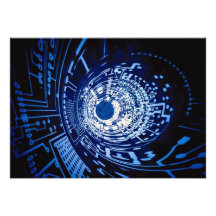 Graphic computer circuit tunnel personalized announcement