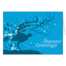 Graphic lyrebird blue Christmas card