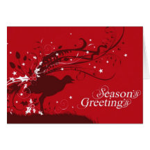 Graphic lyrebird red Christmas card
