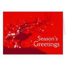Graphic lyrebird red Christmas card
