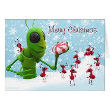 Grasshopper and Ants Christmas Card