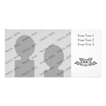 Gray Bat Cartoon. Personalized Photo Card