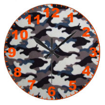 Gray Camouflage Clock With Numbers