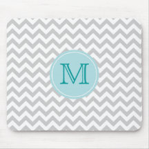 Gray Chevron Monogrammed Mousepad