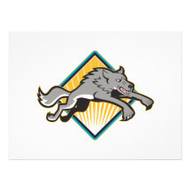 Gray Wolf Wild Dog Jumping Attacking Personalized Announcement
