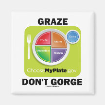 Graze Don't Gorge (MyPlate Food Group Attitude) Fridge Magnets