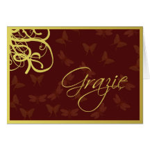 Grazie chocolate brown and gold greeting card