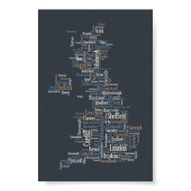 Great Britain UK City Text Map posters