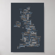 Great Britain UK City Text Map Poster