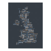 Great Britain UK City Text Map posters