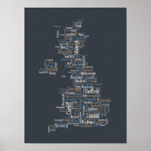 Great Britain UK City Text Map Posters