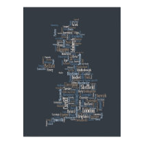 Great Britain UK City Text Map posters