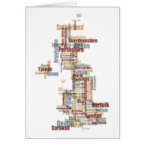 Great Britain UK County Text Map cards
