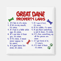 GREAT DANE Property Laws 2 Refrigerator Magnet