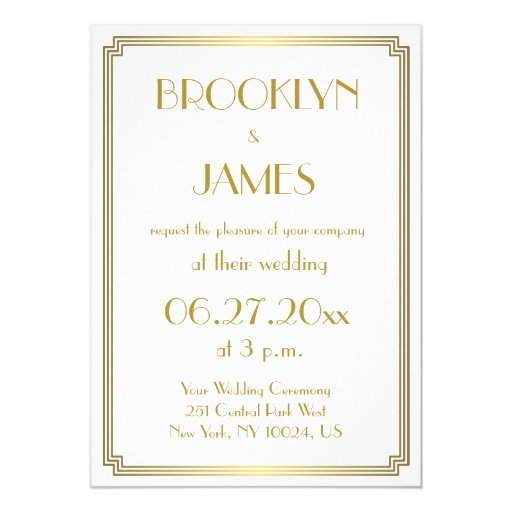 Great Gatsby Art Deco White Wedding Invitations Zazzle