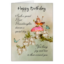 Great Granddaughter Fairy Birthday Card With Bloss