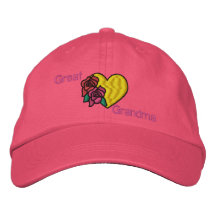 Great Grandmother Heart Roses Embroidered Hat