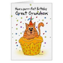 great grandson birthday card with ginger cupcake